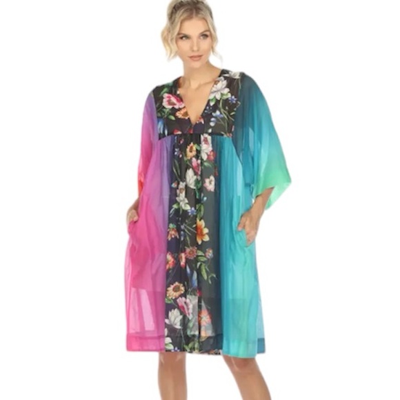 JOHNNY WAS Ombre Garden Easy Swim Coverup NEW Size S Silk Cotton Blend - Picture 12 of 12